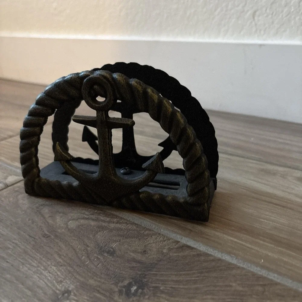 A Core‎ Kitchen Anchor Napkin/Letter Holder In Nautical Black Cast Iron